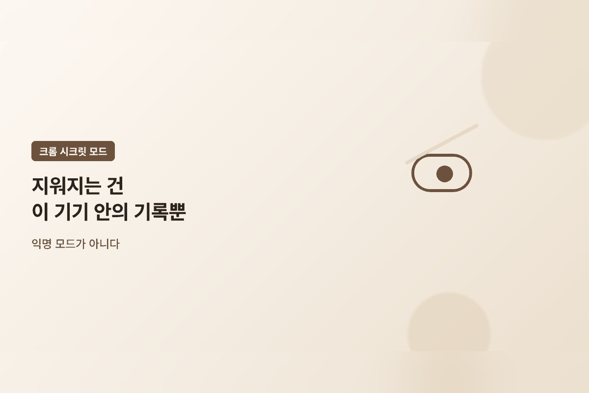 크롬 시크릿 모드, 지워지는 건 이 기기 안의 기록뿐입니다